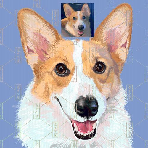 宠物头像定制猫狗头像写实手绘照片贴纸转手绘动物肖像挂画装饰画