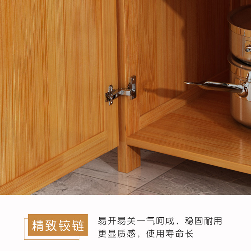 厨房储物柜餐边柜微波炉置物架碗筷收纳柜子橱柜落地多层实木带门