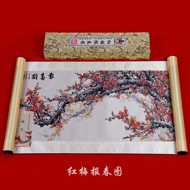 丝绸画卷轴挂画工艺品中国特色礼品送老外国人出国商务礼品送客户