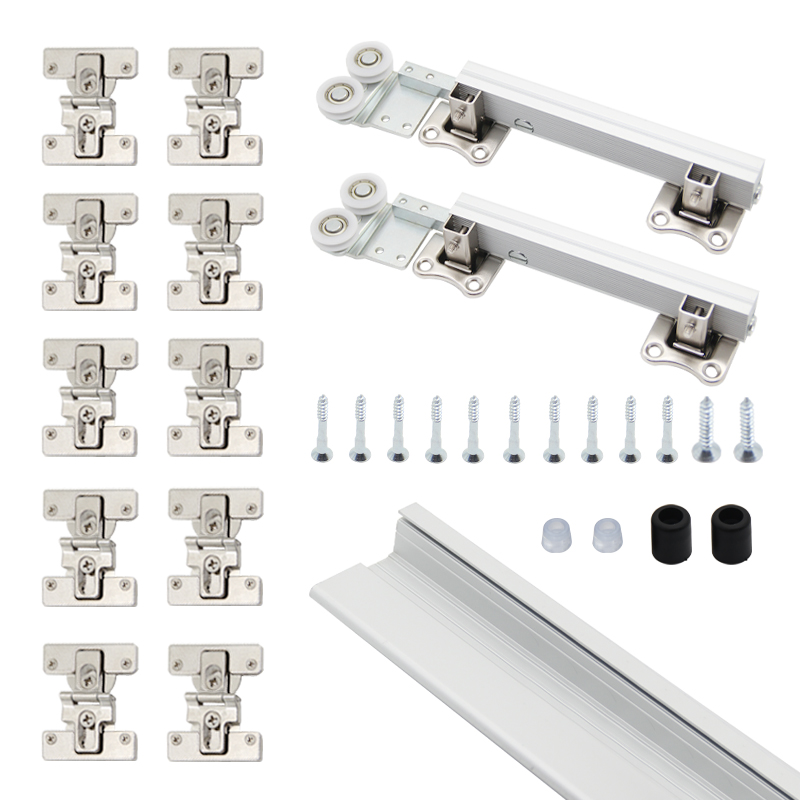 推拉门五金配件无下轨衣柜折叠门吊轮滑轮衣帽间过道对折移门轨道