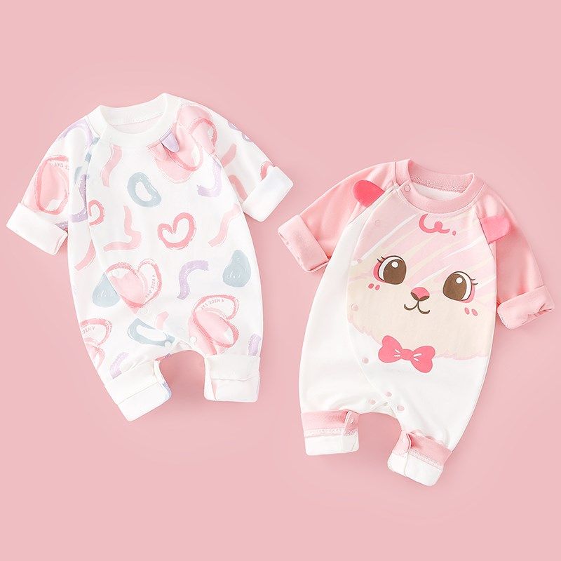 2件装 婴儿连体衣春秋款2024新款满月宝宝纯棉长袖哈衣小月龄爬服