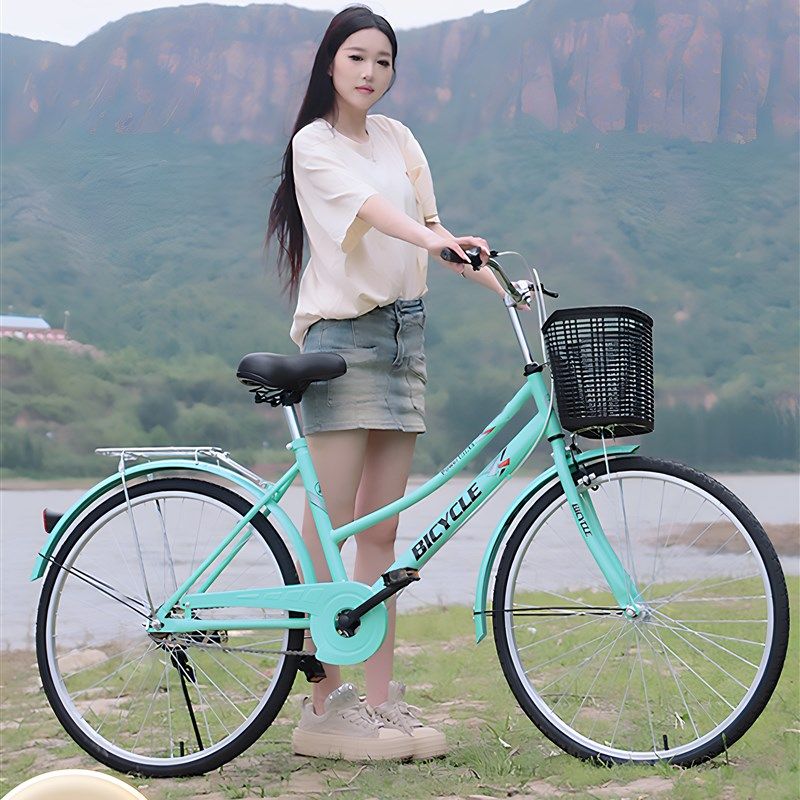 自行车女款成人轻便普通代步通勤女士24寸26青少年大学生男士单车