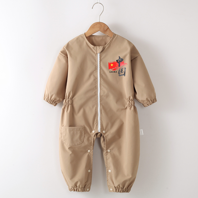 宝宝罩衣爬行服婴儿一体护衣儿童连体全身防水防脏爬爬服哈服春秋