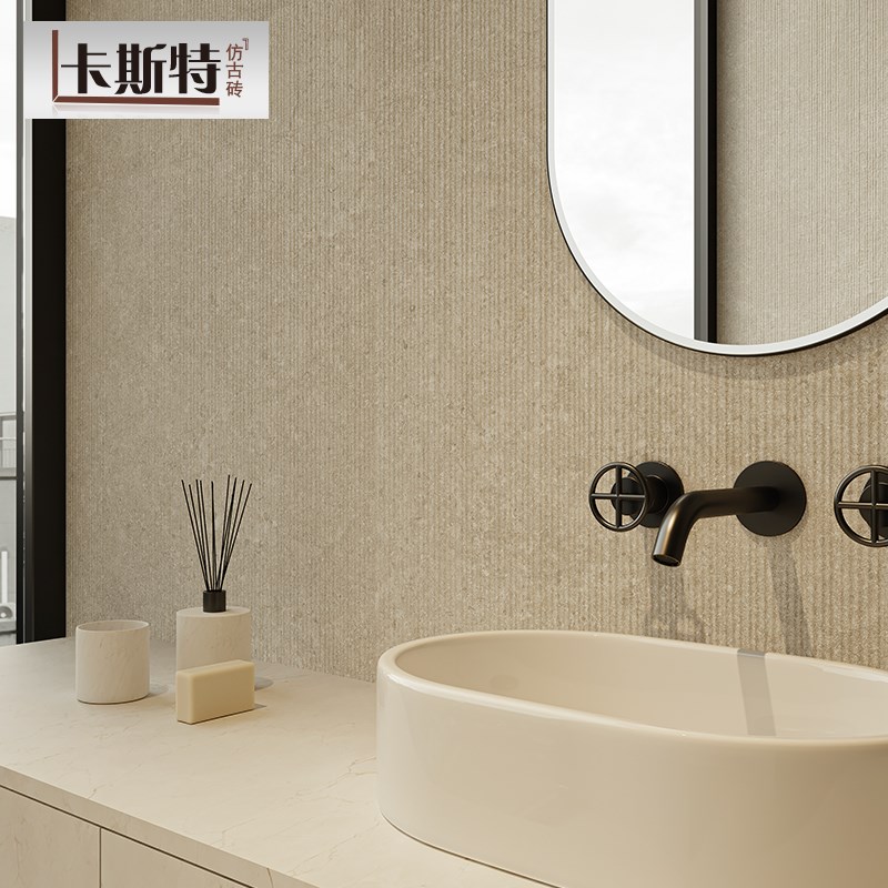 奶油色拉丝卫生间墙砖酒店餐厅拉槽通体砖瓷砖院子外墙砖浴室地砖