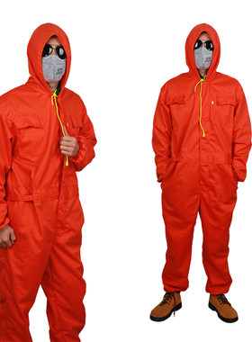 连体服男防尘服防护服汽车修理喷漆服带帽劳保服装冬季长袖工作服