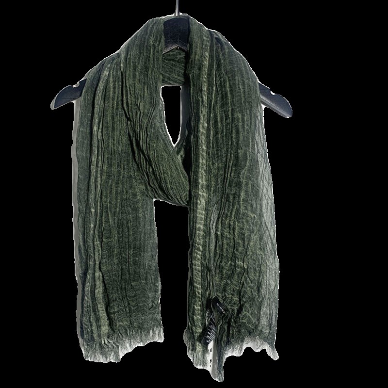 圣迪家女士褶皱晕染毛边亚麻围巾披肩含亚麻50%3711