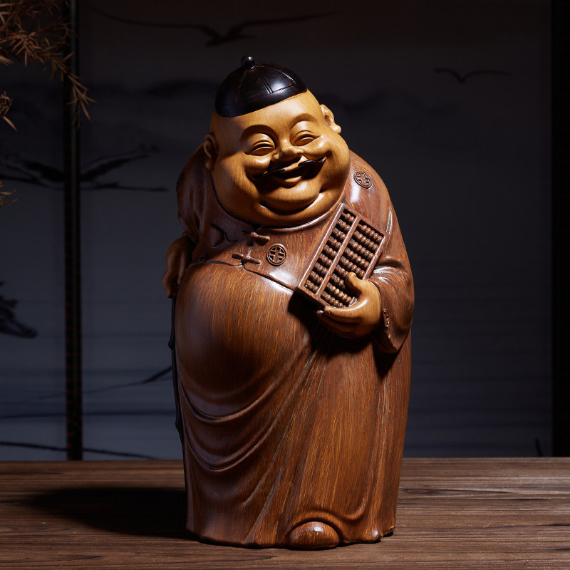 中式地主老爷摆件高档仿竹根木雕人物雕塑客厅玄关茶室装饰工艺品,家居饰品,装饰摆件,淘宝优惠券,粉丝福利购,淘宝优惠卷
