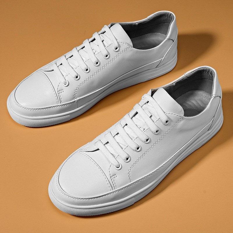 小白鞋男百搭潮流2025年夏季新款软底透气休闲纯皮鞋男士时尚板鞋