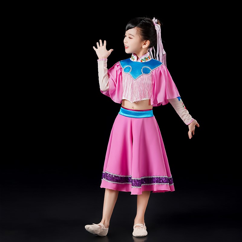 六一儿童古典舞钱鼓舞蹈服装演出扇子舞表演民族风打鼓服巧闺小序