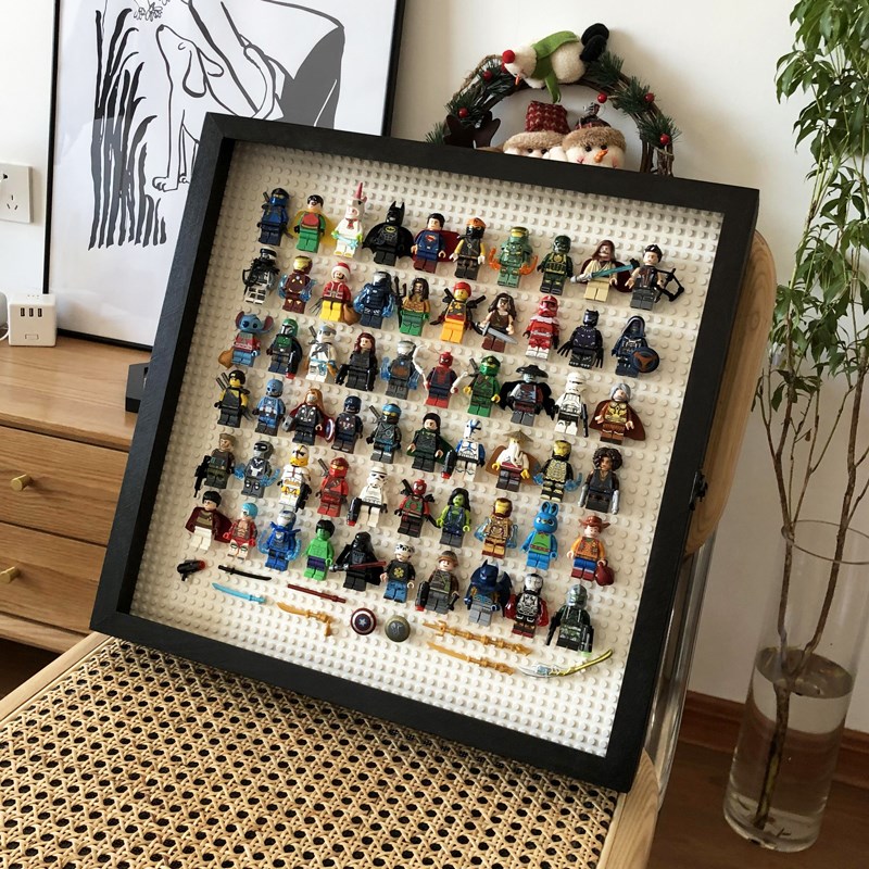 小人仔收纳展示盒相框积木上墙儿童房装饰画拼装玩具礼物