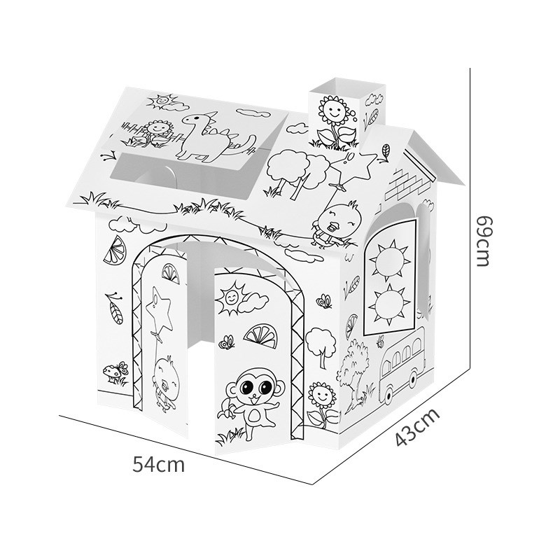 儿童小屋子模型立体涂鸦DIY纸板圣诞房子卡通幼儿园纸箱手工拼装