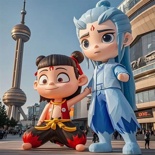 充气卡通网红拍照哪吒魔童降世敖丙行走人偶定制大型商场美陈气模