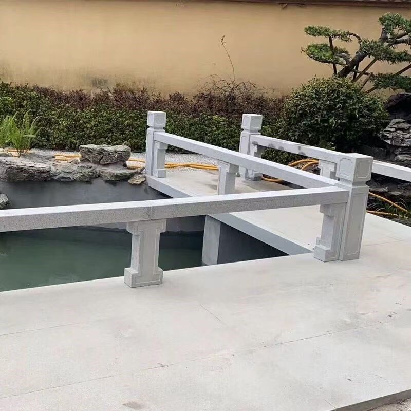 中式花岗岩水池栏杆现代简约庭院别墅鱼池护栏阳台围栏石栏板坐凳