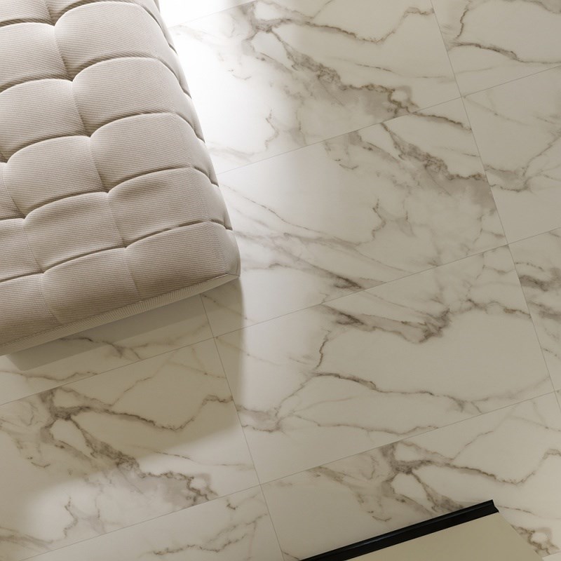 白色光泽瓷砖客厅墙砖卧室防滑地砖55超白板岩胚胎耐磨地砖