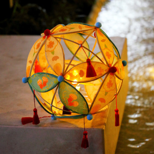 八月十五中秋节手工灯笼竹编diy非遗绣球花灯成品X古风国潮滚灯