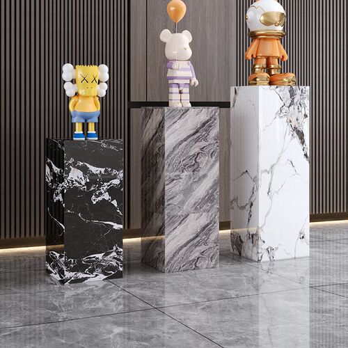 工艺品摆件台花架客展厅玄关酒店会所岩板装饰立柱大理石雕塑底座