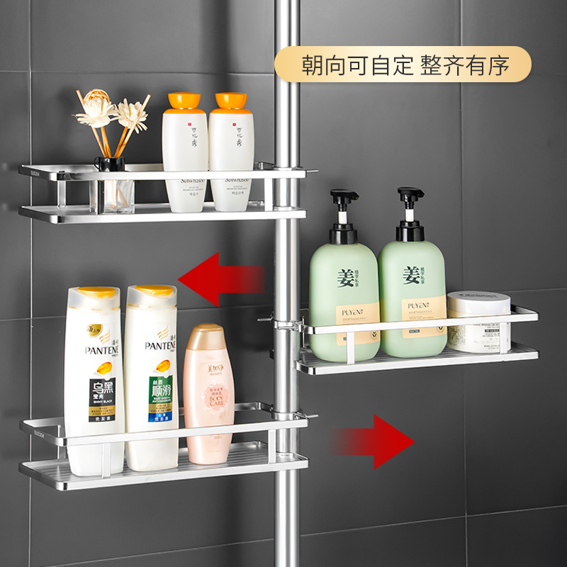 卫生间置物架304不锈钢免打孔厕所洗澡间管道架子浴室圆管收纳架