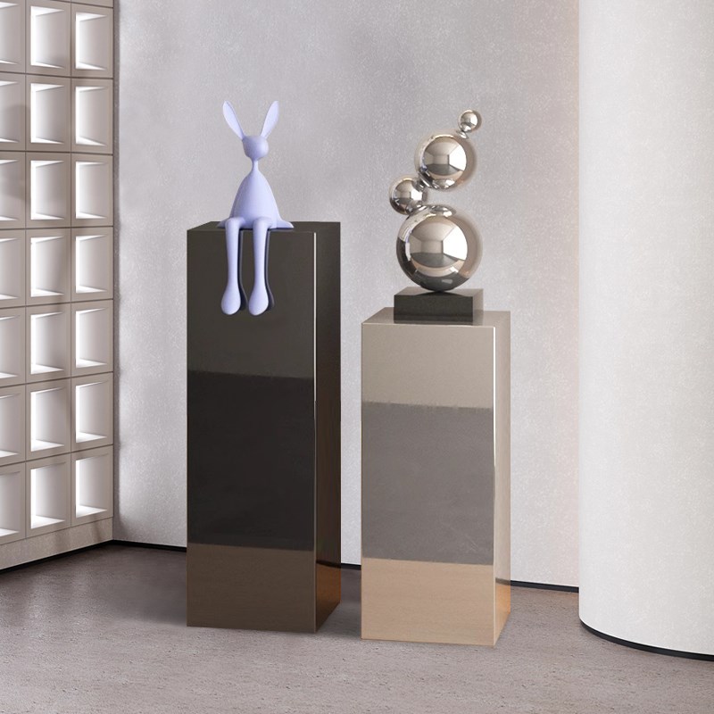 不锈钢雕塑底座样板房展厅服装店橱窗意式极简墩子展示台工业风