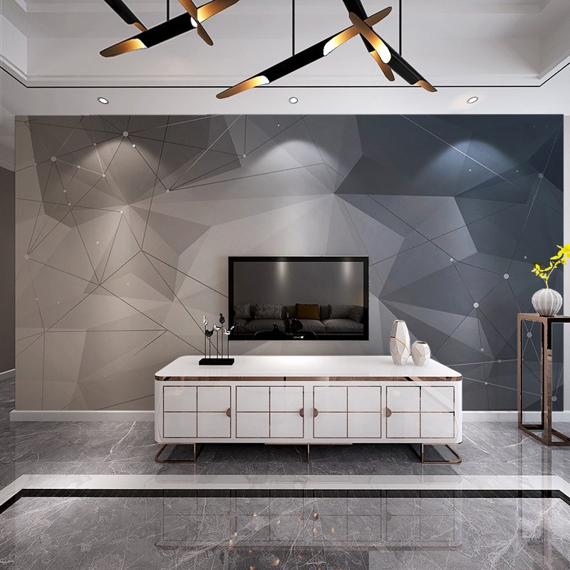 现代简约抽象几何电视背景墙壁纸客厅沙发影视墙壁画卧室墙布定制