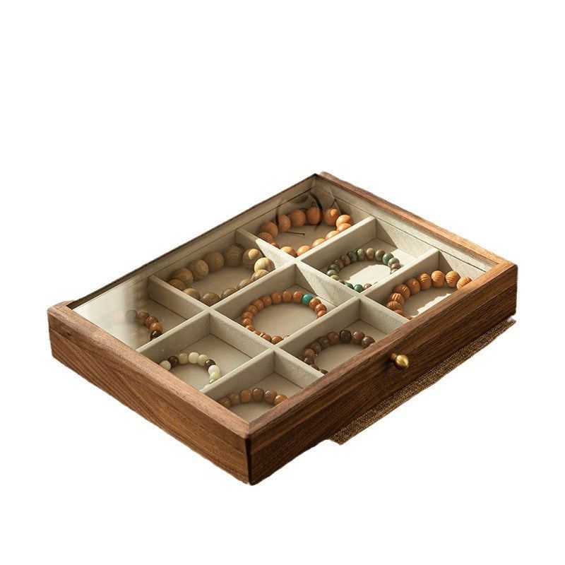 手串收纳盒文玩收纳盒木质防尘防氧化首饰盒子手镯水晶收纳盒实木