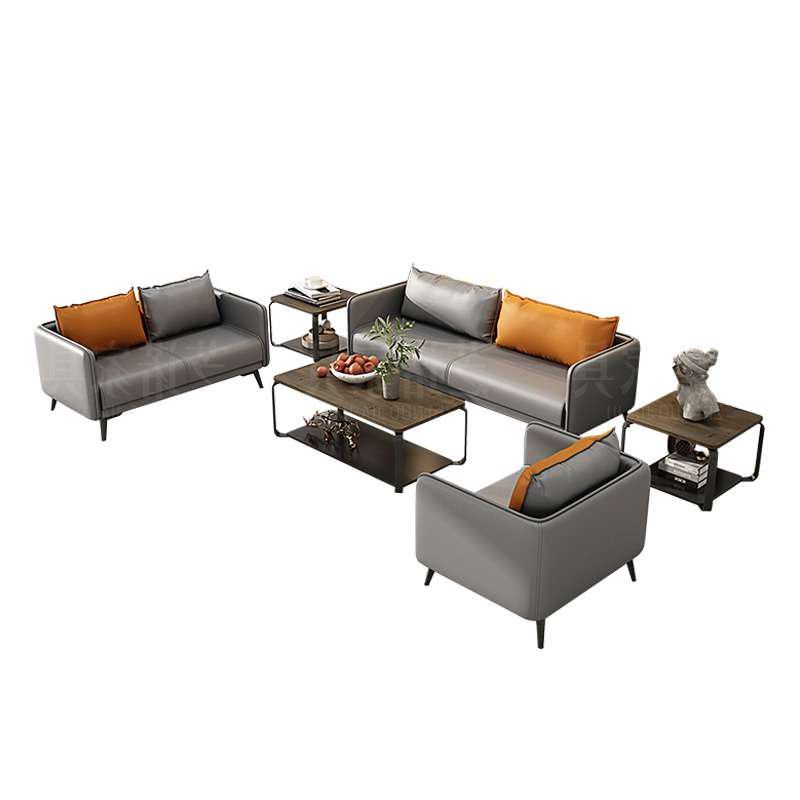 办公商务接待会客洽谈简约现代中式茶几一体桌单人三人办公室沙发