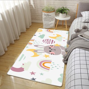 儿童房床边地毯卡通家用地毯卧室铺满可爱地垫毛毯房W间加厚床边