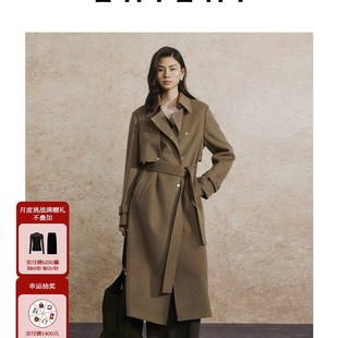 致知ZHIZHI 金浮图 风衣式长款单面呢大衣M后腰微收紧25年秋季新