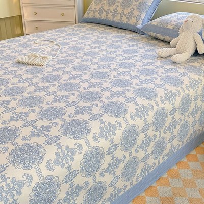 夏季纯棉老粗布床单三件套夏天单人加厚100全棉粗布被单单件新款.