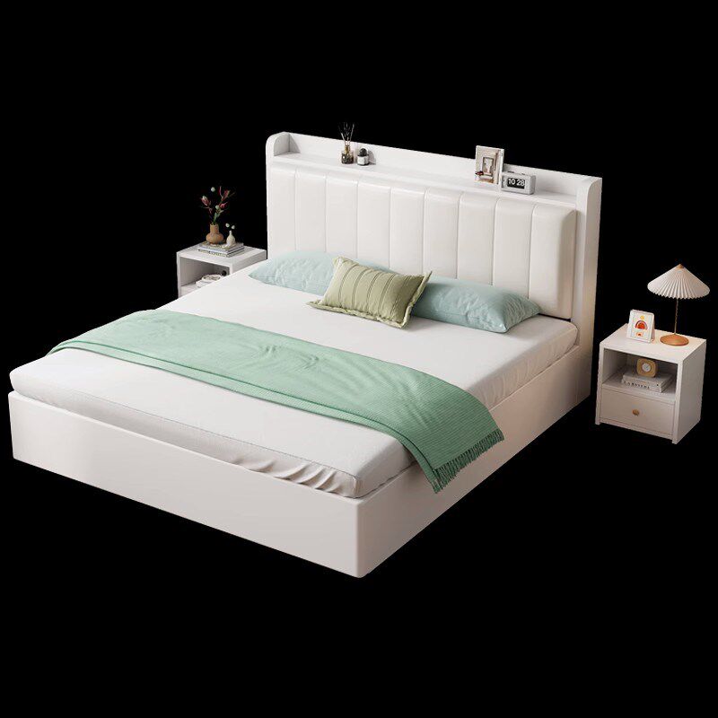 实木床家用卧室现代简约双人床1.5m经济型储物床大床1.8m单人床架