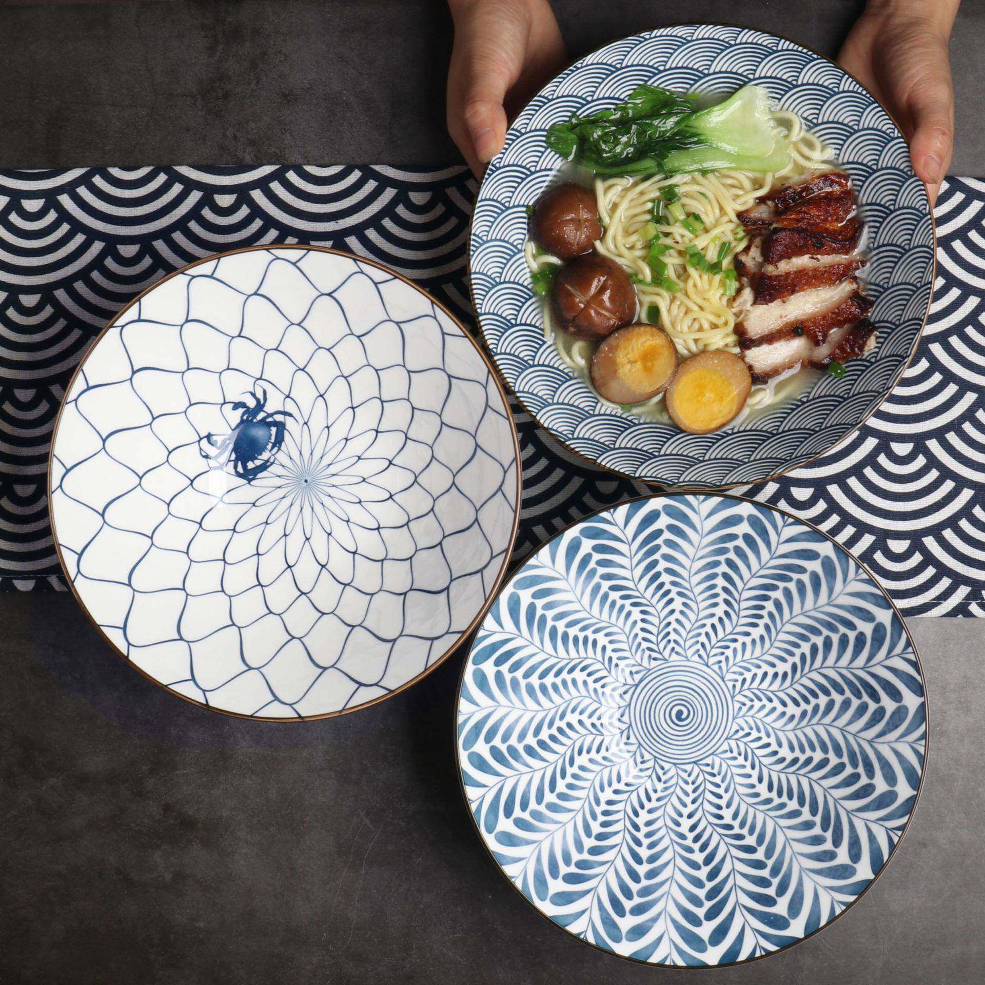 日式陶瓷餐具个性好看9寸拉面碗斗笠碗汤碗家用餐馆面馆