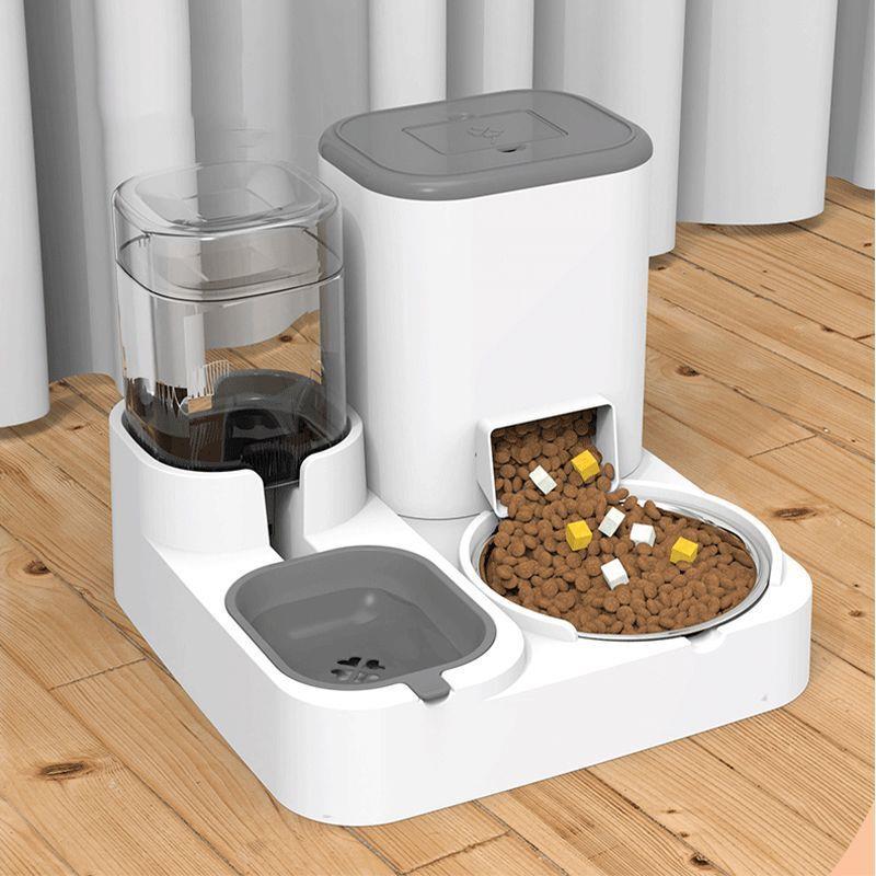 猫碗粮食盆双碗自动饮水饭盆大容量一体猫咪饭碗喂食器宠物用品厂