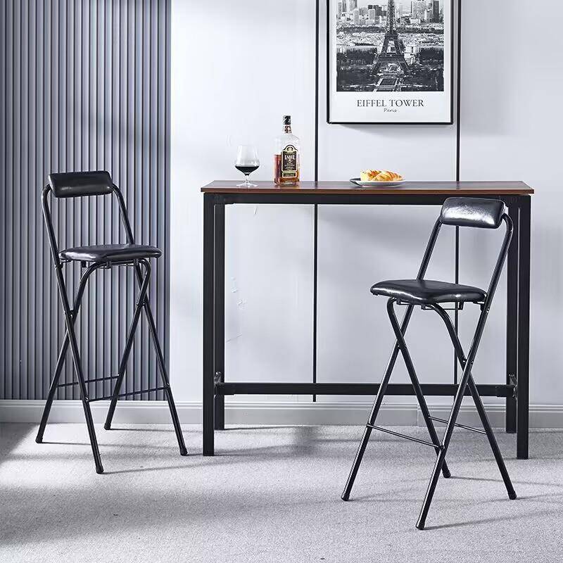 可携式折叠酒吧椅子前台椅高脚凳桥钓椅休闲靠背餐椅吧台椅收银柜