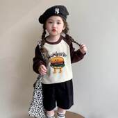 女童春季 T恤女宝宝中小童上衣潮t 儿童长袖 套头卫衣2025春秋季 新款