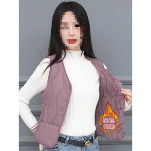 百搭内胆 V领坎肩修身 新款 秋冬羽绒棉马甲女加绒加厚马夹短款