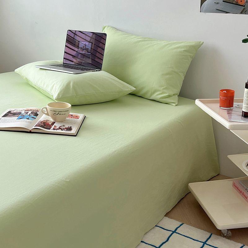 纯棉床单单件棉被单枕套三件套纯色学生宿舍家用1.8床双人床