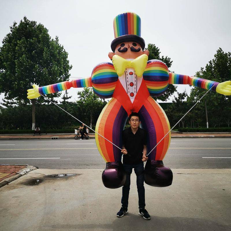 行走互动充气长腿小丑气模卡通 背式卡通迅游活动道具商场酒吧