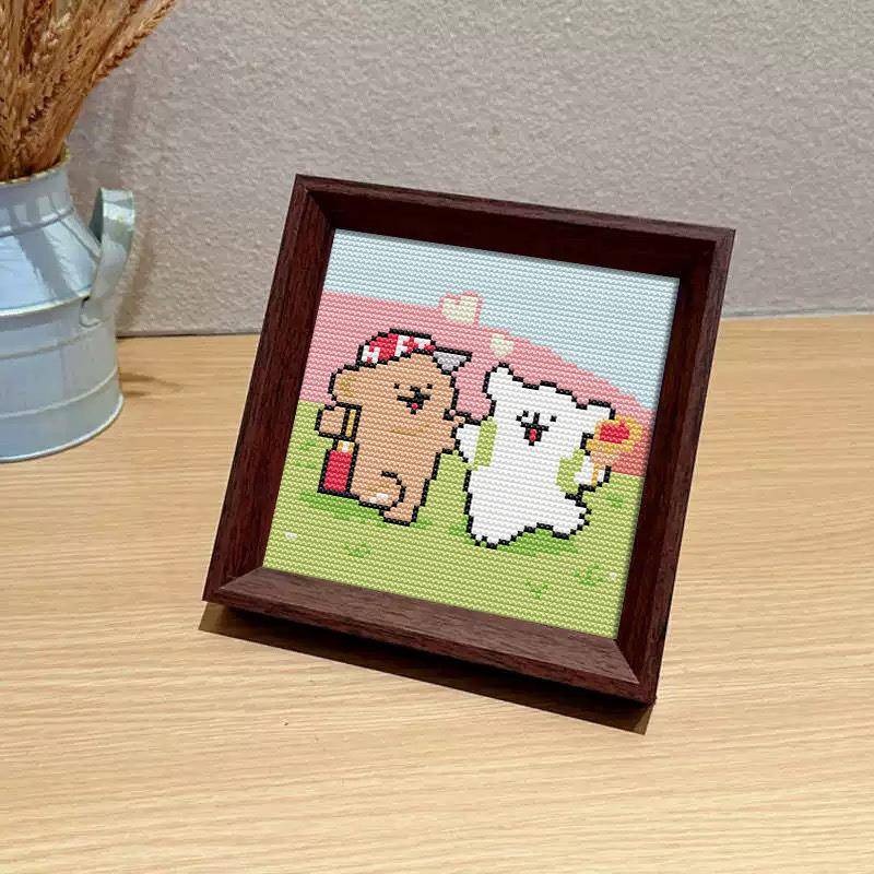 【线条小狗】十字绣2025新款线绣带框摆台简单小件卡通刺绣送朋友