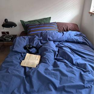 单品纯棉被套ins风格 子纯色简约全棉单件被罩宿舍1.5双人被单