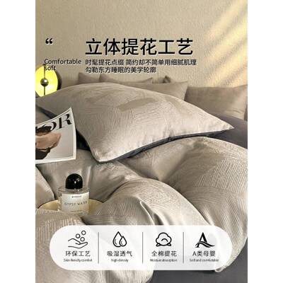 A类轻奢全棉磨毛床上四件套加厚纯棉被罩床单2025新款高质量床品3