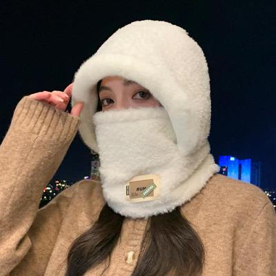 保暖帽子女冬季骑行防风防寒面罩加绒加厚围脖一体电动车套头帽男
