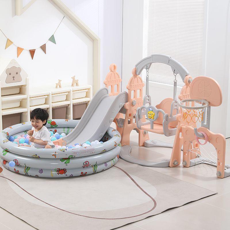 小孩游泳池带塑料滑滑梯秋千二合一婴儿童2至10岁宝宝室内外家用