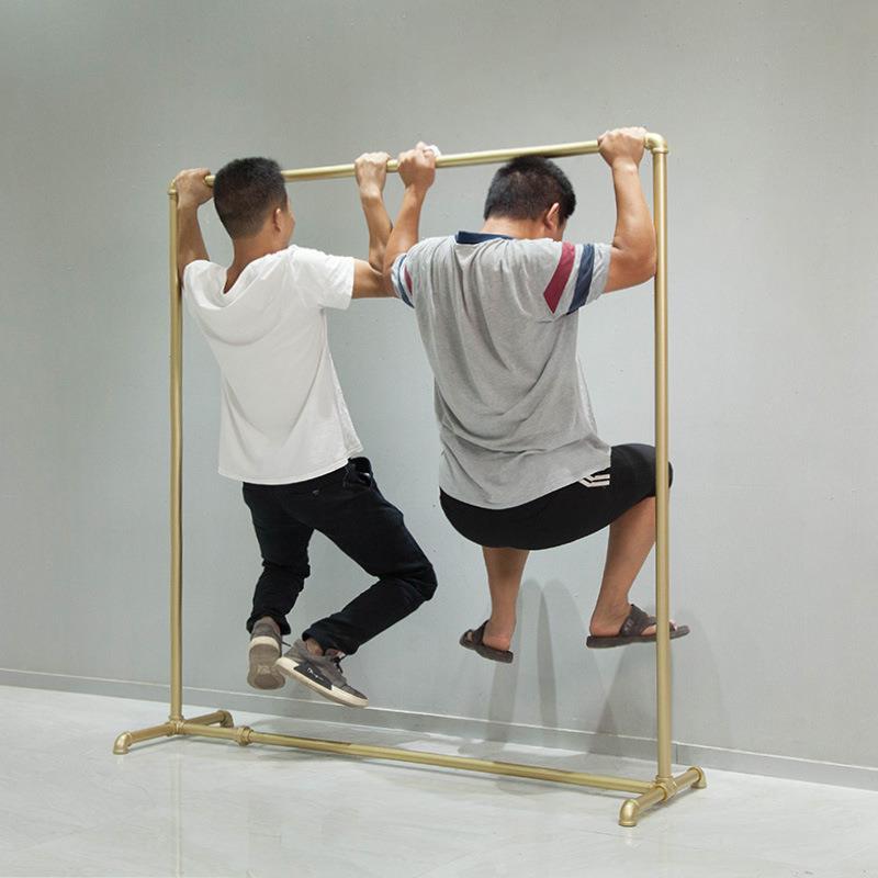 服装店带轮子促销架落地式单杠衣架展示架移动挂衣服架铁艺龙门架