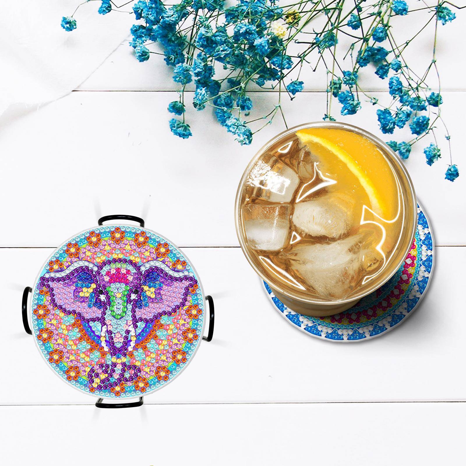 钻石画创意圣诞亚克力杯垫铁架曼陀罗DIY手工钻石贴画