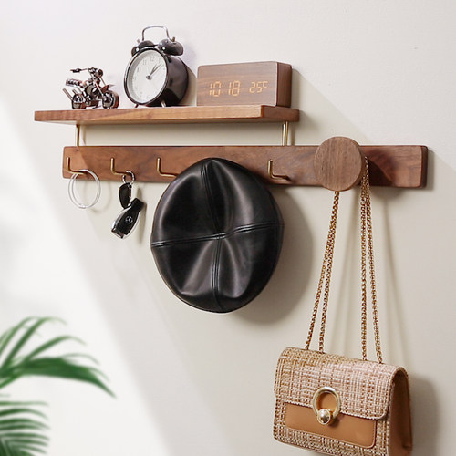 玄关挂衣架衣帽架挂钩进门入户钥匙包挂架卧室客厅木