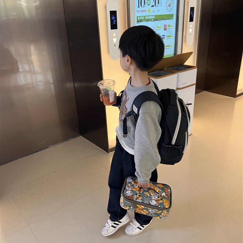 格扁平盒袋包防水保温便当包手拎儿童分格餐盘袋