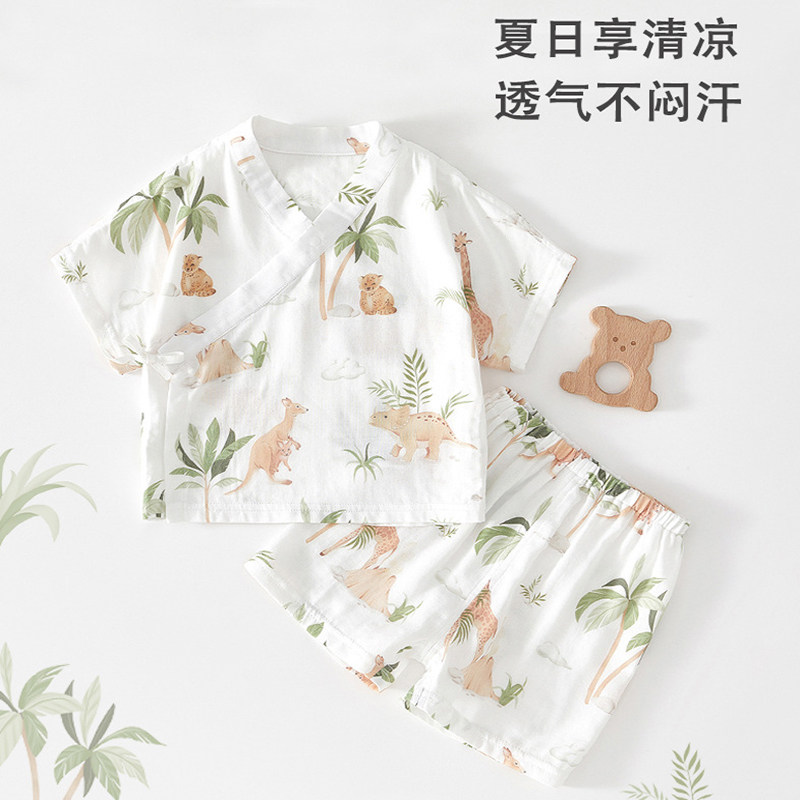 婴儿衣服夏季薄款短袖纱布套装新生a类分体儿童夏装两件套宝宝衫