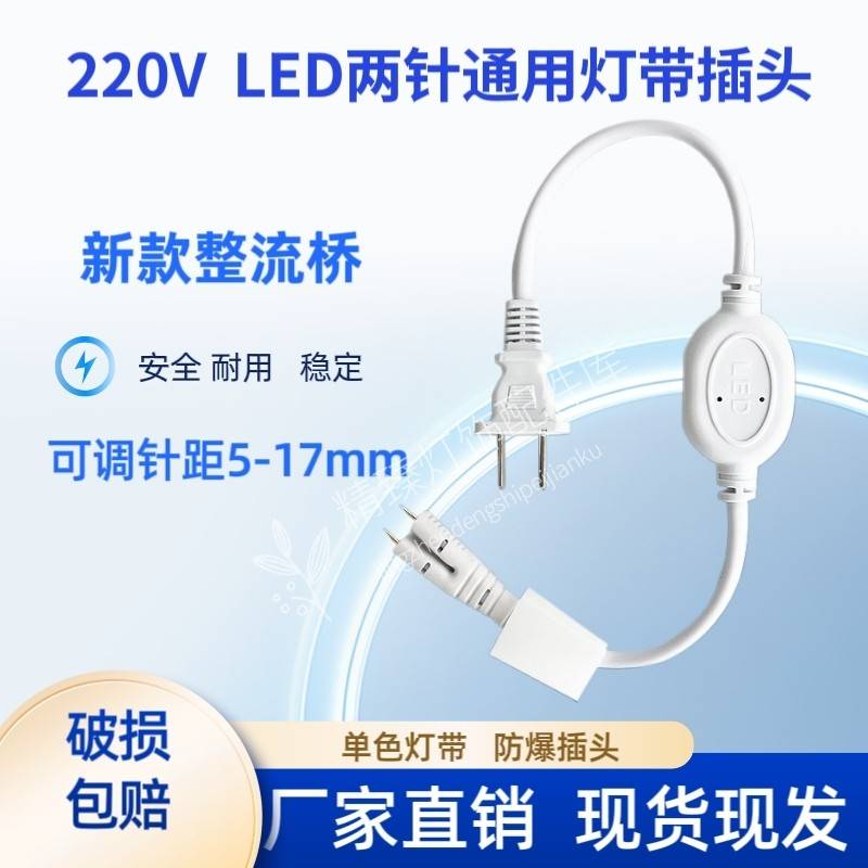 220V单色灯带LED通用插头驱动整流器两针专用一体户外防水连接头