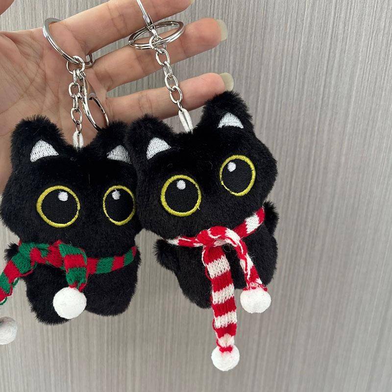 圣诞限定小黑猫猫咪公仔玩偶挂件毛绒玩偶钥匙扣包包挂饰圣诞礼物