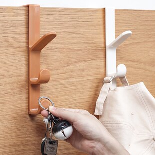 日式门后衣钩竖向3段式门顶挂钩卡位塑料挂钩免打孔多用挂钩.2074