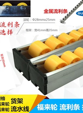 袖珍13黄色流利条D28 R28流利条滑道轮福来轮导轨吊轮抽屉滑道R13